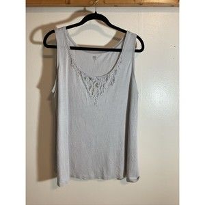 Eileen Fisher Women’s 1X Gray Sleeveless Shirt Sequin Art to Wear Designer